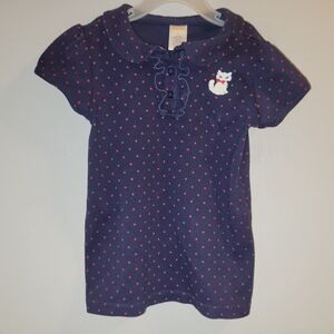 😺 Vintage Gymboree Homecoming Kitty Navy Ruffled Polkadot Polo Top Girls 5
